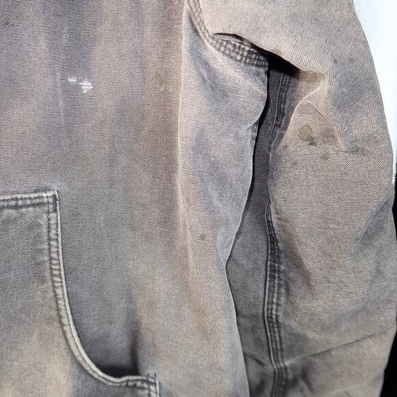 Carhartt Vintage Washed Work Wear Jacket Sherpa Lined Mens XL C61 BLK Sun Stain - Picture 2 of 8